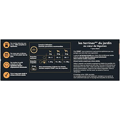 Étiquette de nourriture pour chiens avec conseils d'utilisation et ingrédients.