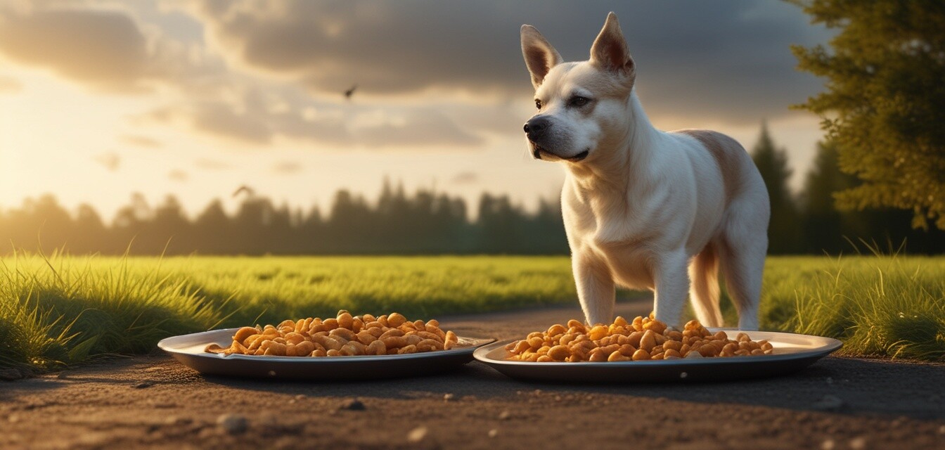 Chien mangeant de la nourriture biologique dans un environnement naturel