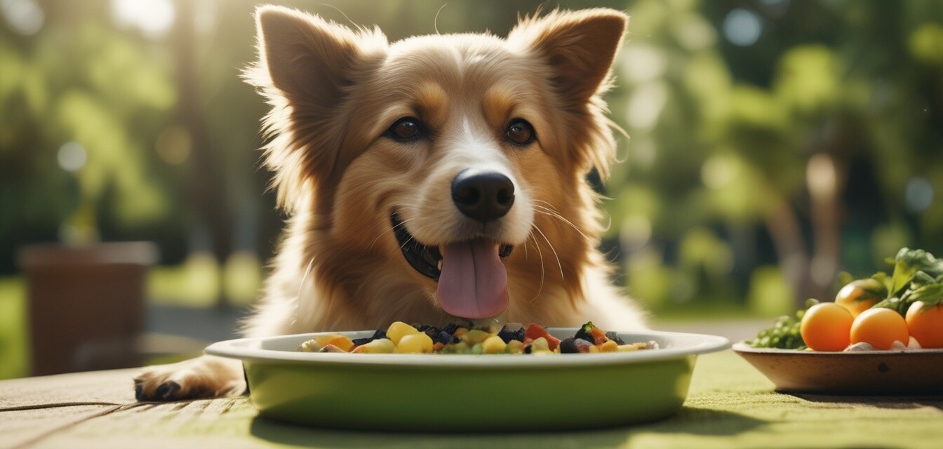 Un chien appréciant des aliments biologiques
