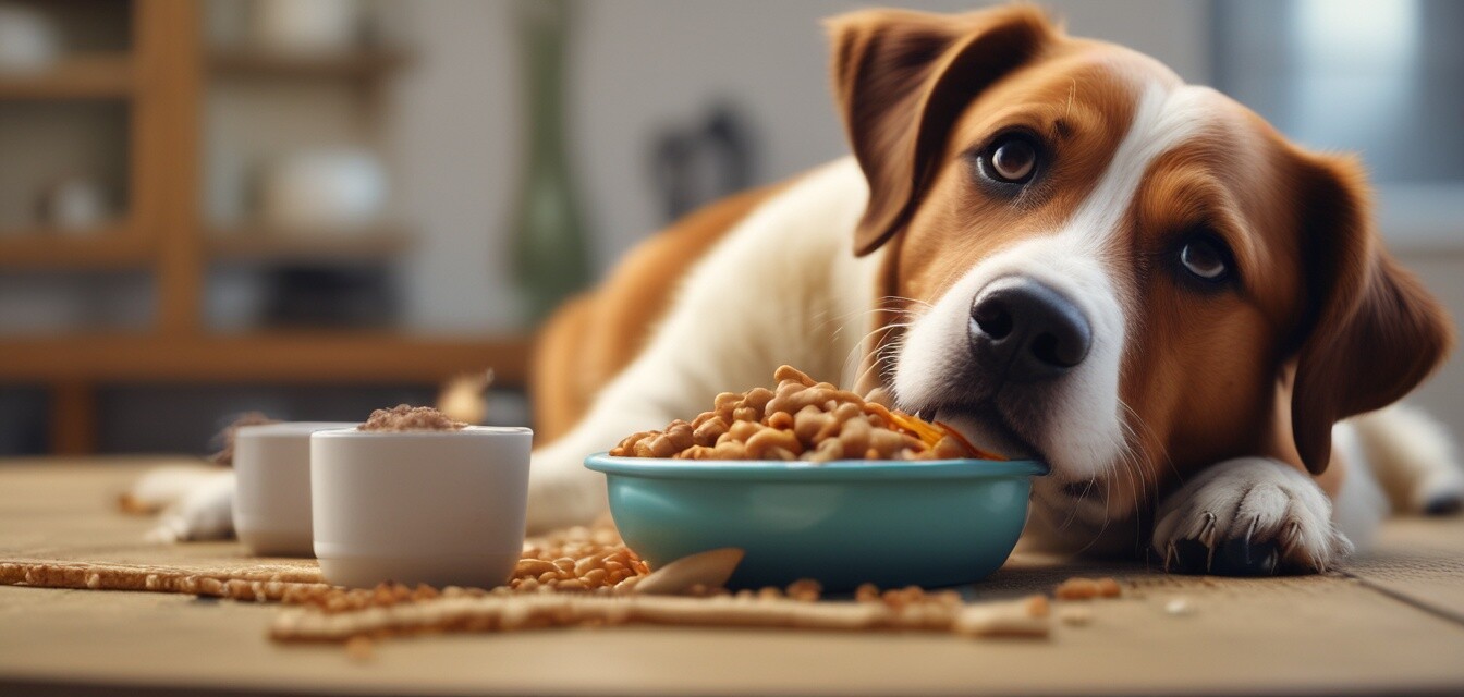 Chien mangeant de la nourriture biologique