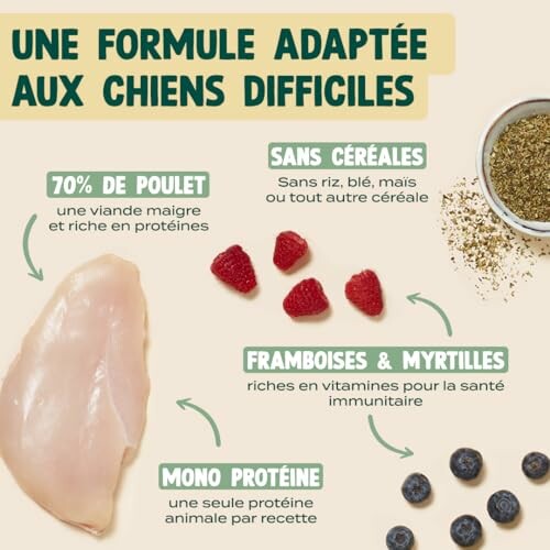 Ingrédients de nourriture pour chiens difficiles.