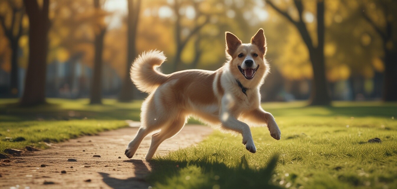 Dog running in a park