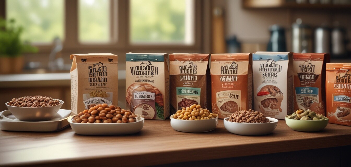 Variety of organic dog food