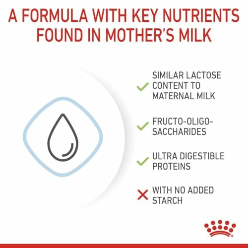 Infographie sur la formule avec des nutriments similaires au lait maternel.