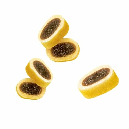 Bonbons gélifiés aux fruits sur fond blanc.